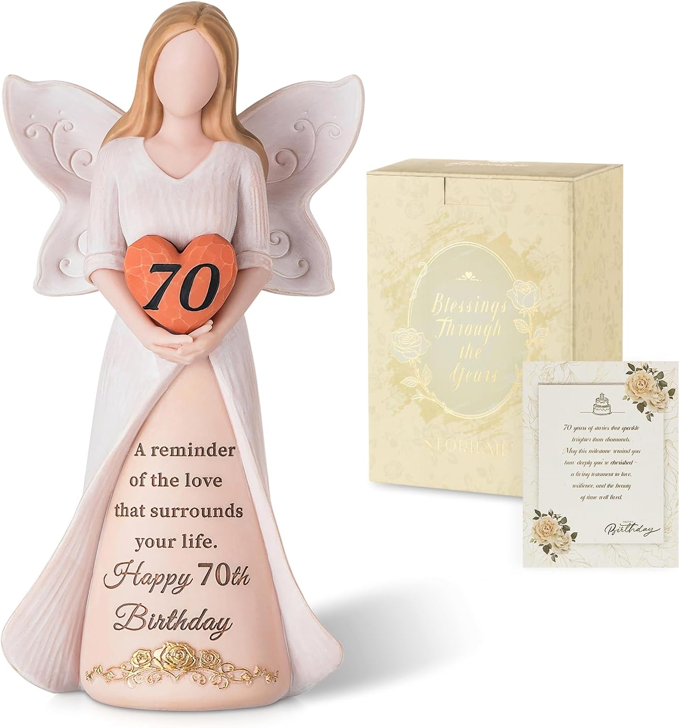 Ashenby 70th Birthday Angel Figurine Gifts for Women Mom Daughter Friend, 0.47 kg
