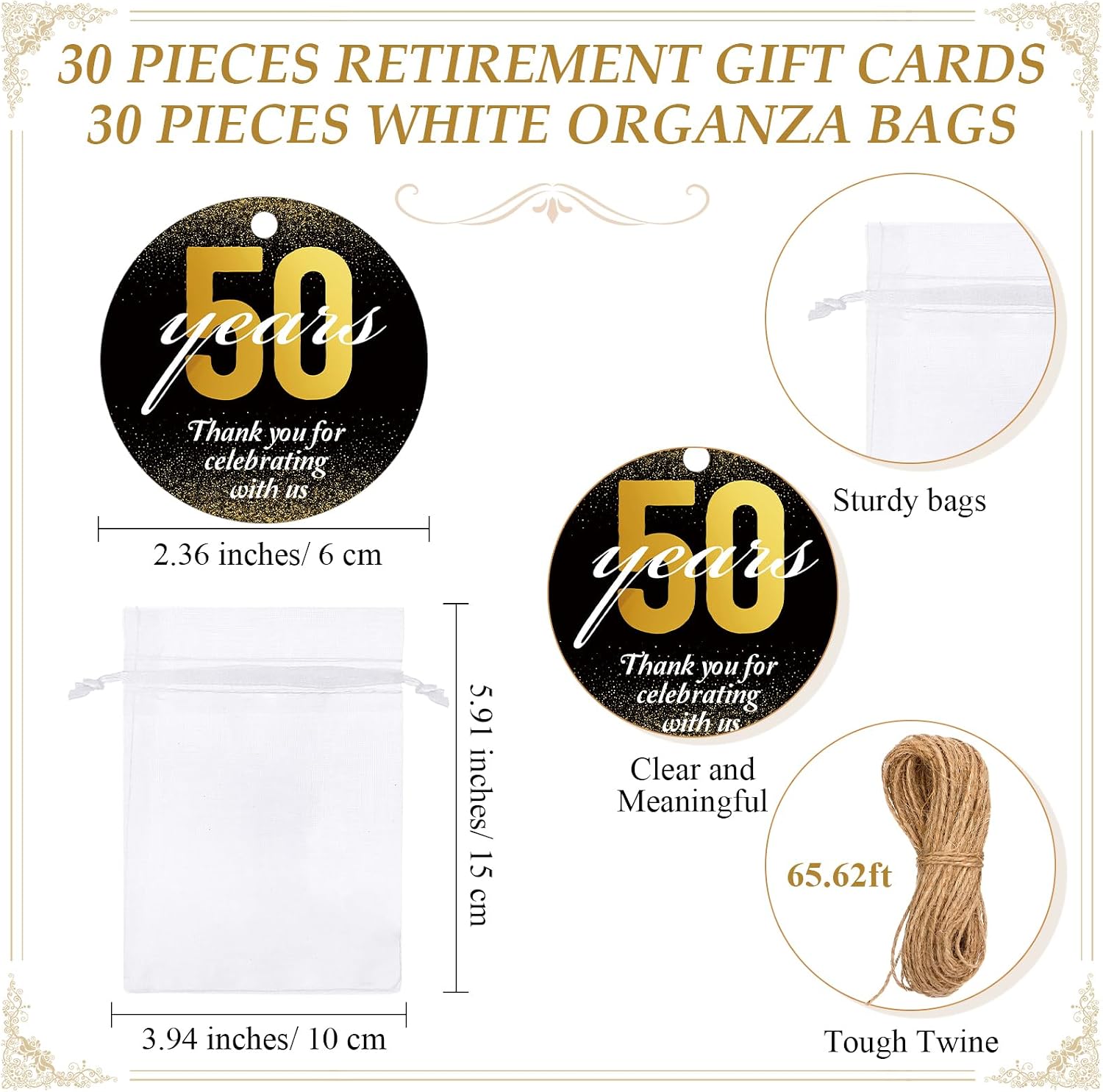 Aldernest 30 Set Birthday Party Favors for Guests, Cheers to 50 Years, 0.82 kg, Black, White