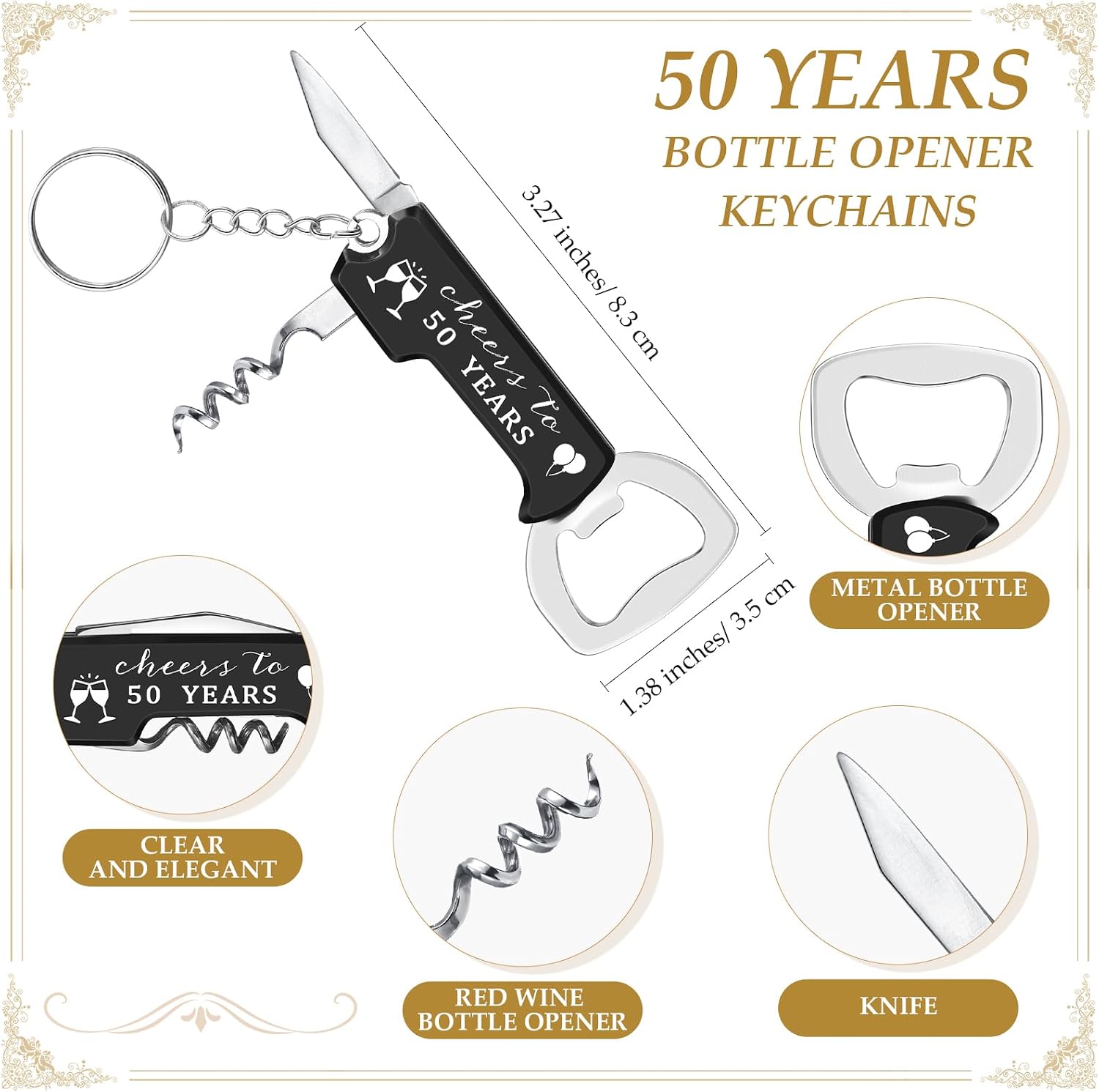 Aldernest 30 Set Birthday Party Favors for Guests, Cheers to 50 Years, 0.82 kg, Black, White