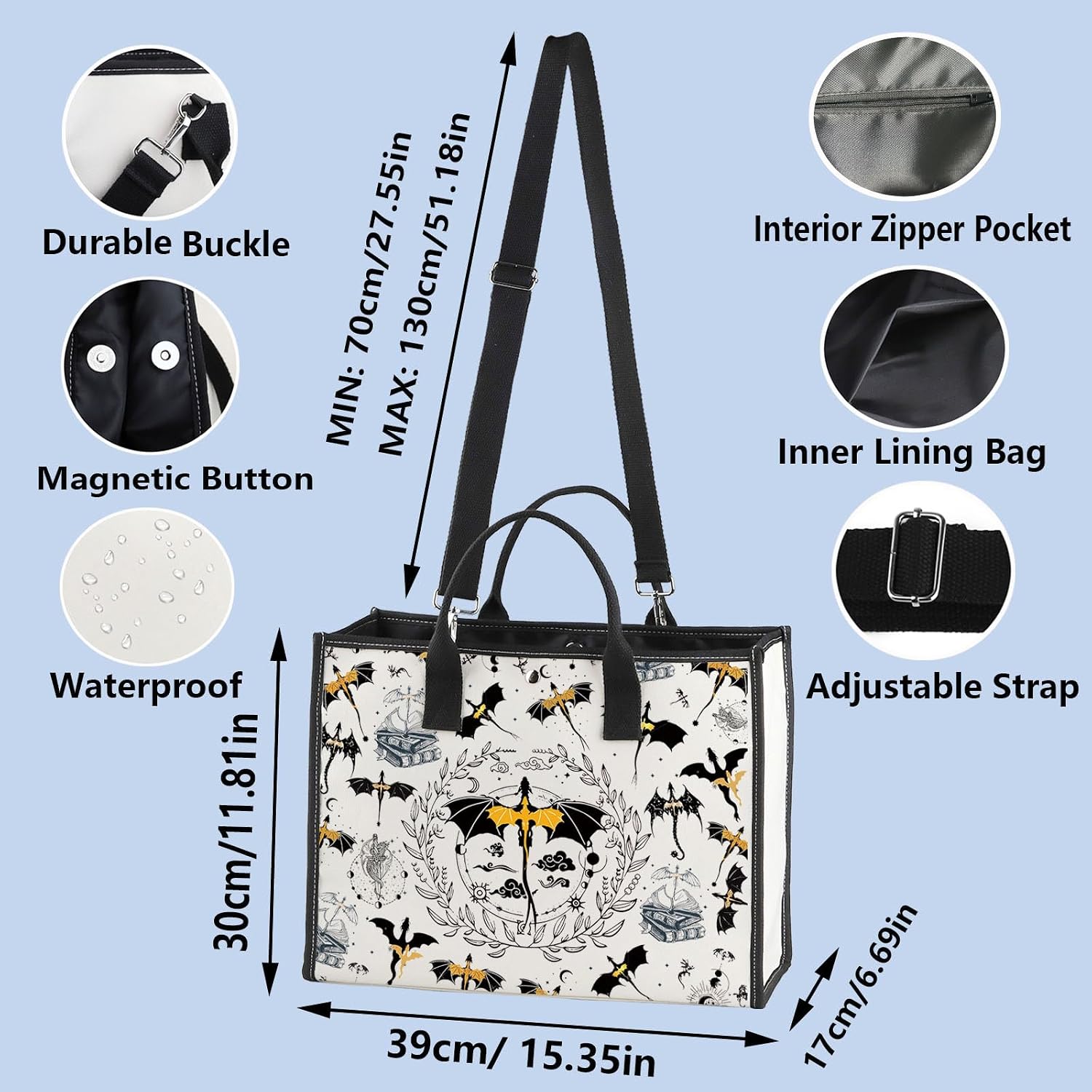 Aldernest Wing Dragon Tote Bag Dragon Ridder Inspired Gift Violet Sorrengail Reusable Grocery Bag Bookish Merchandise
