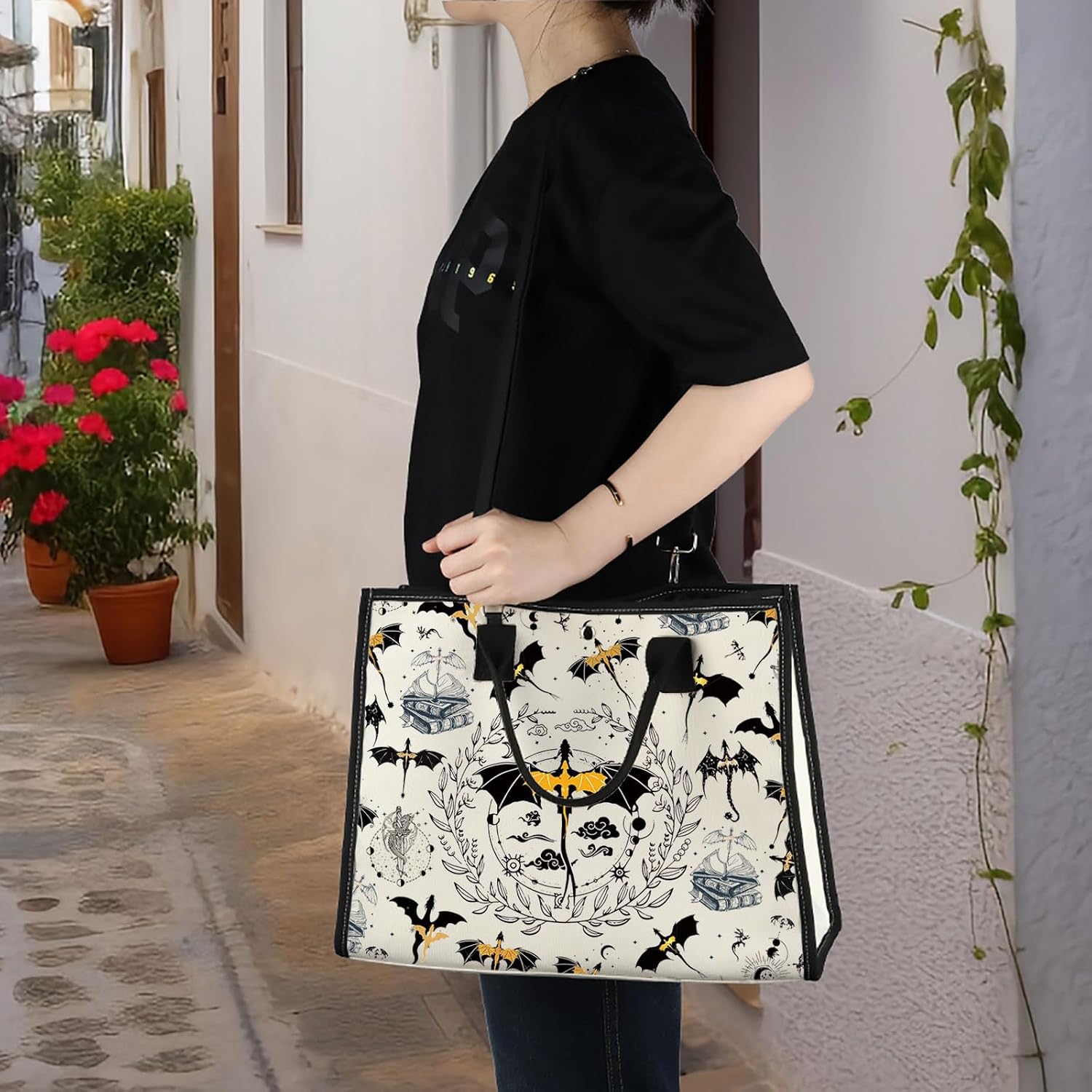 Aldernest Wing Dragon Tote Bag Dragon Ridder Inspired Gift Violet Sorrengail Reusable Grocery Bag Bookish Merchandise