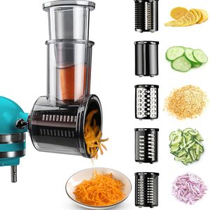 Aldernest Stainless Steel Slicer Shredder Attachments for KitchenAid Stand Mixers, Black, 5 Count