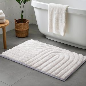 Aldernest 20"x30" Boho Decorative Textured Bathroom Rug Mat, 1'8" x 2'6" (Rectangular), White Arch