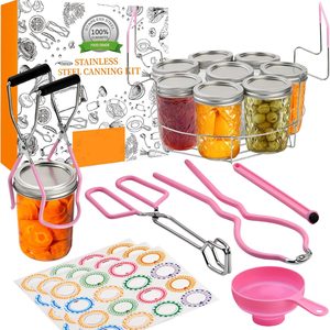 Barleyfield Canning Supplies Starter Kit with Stainless Steel Canning Rack and Accessories Tools, Includes Canning Jar lifter Tongs