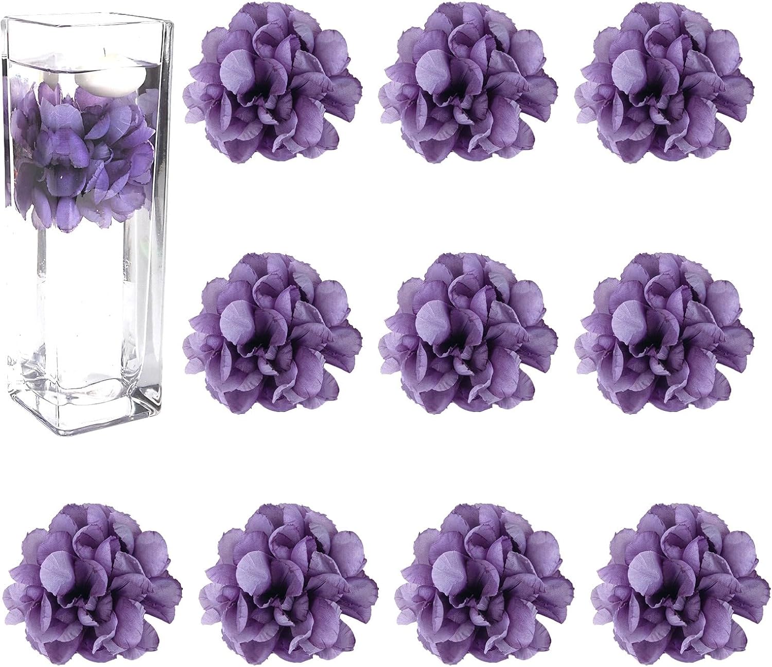 Aldernest Floating Flowers for Floating Candle Centerpieces, 0.13 kg, Purple, 12 Count