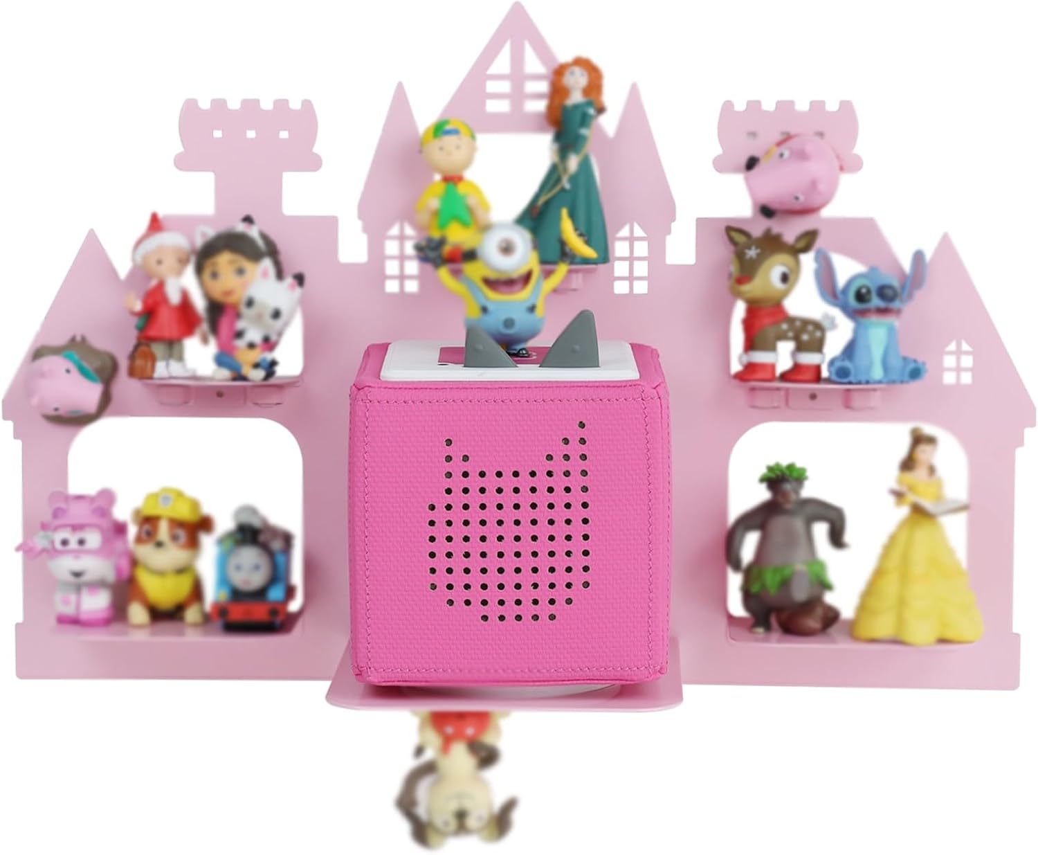 NestoraHome Toniebox 2/1 Shelf Magnetic, Floating Shelf for Tonies Figures 15-25pcs, 1.7 pounds, 17 inches x 5 inches x 11.8 inches, Pink