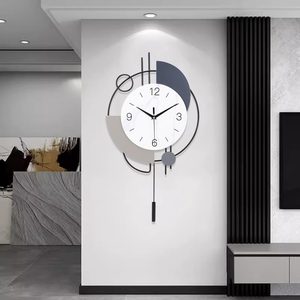 Tanglewick Wall Clock, Silent Non-Ticking Quality Quartz Battery Operated with Pendulum, 13x21.65inch, Black