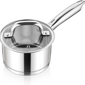 Barleyfield 1 QT Small Saucepan with Lid, Stainless Steel Sauce Pan Boiling Pot, 870 g, Silver