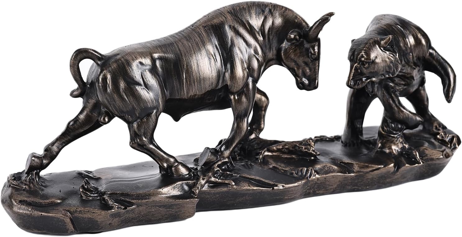 NestlyCo Wall Street Bull Statue, Bull Market and Bear Market Statue, 0.61 kg, Bronze