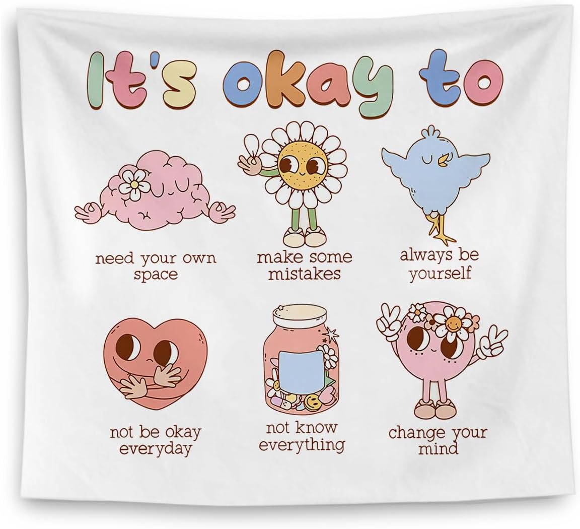 Aldernest Mental Health Tapestry - Awareness Wall Hanging for Classroom, 50"L x 60"W