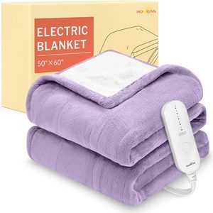 Birchmont Heated Throw Blanket, 5 Heat Settings & 3 Hours Timer, Purple