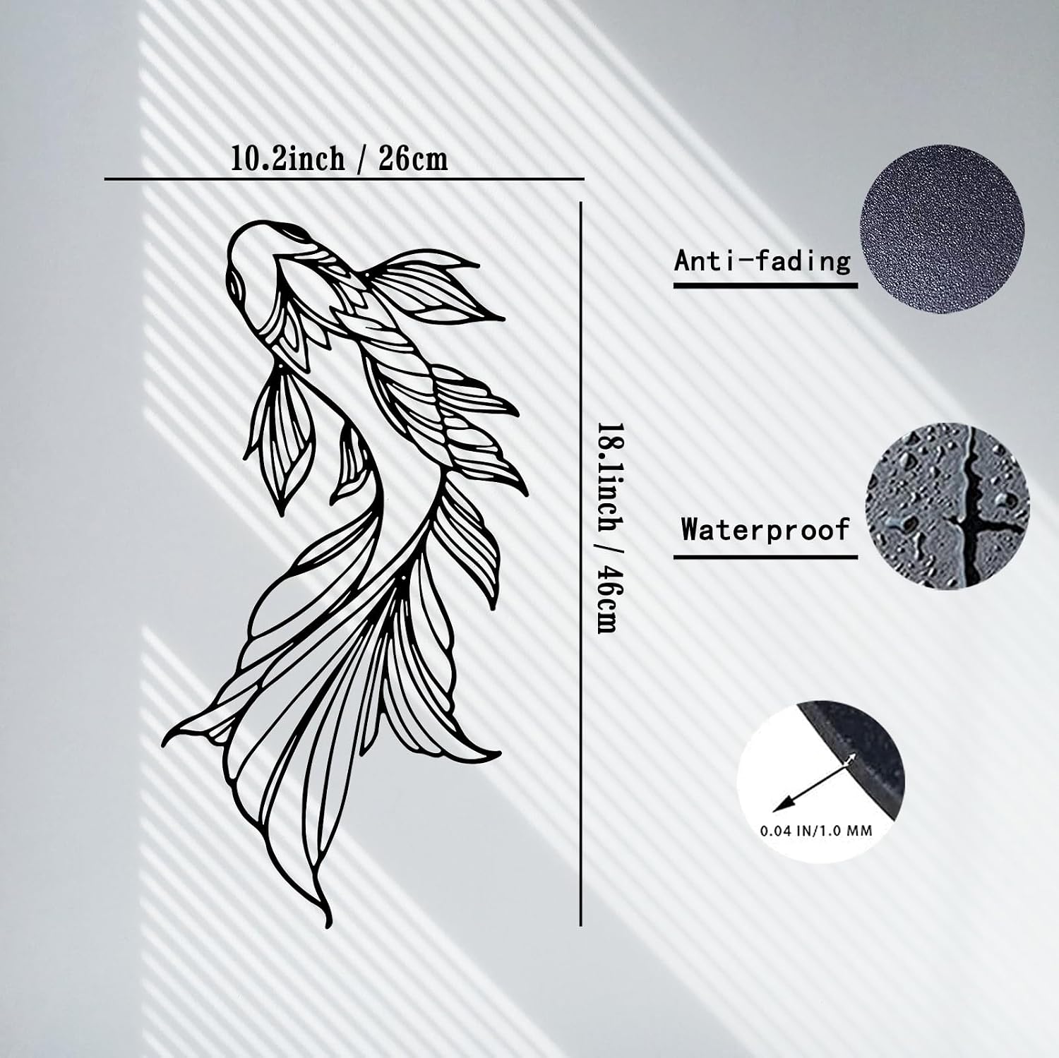NestlyCo Koi Fish Metal Wall Art Japanese Art Wall Decor Iron Fish Gifts Asian Decorations for Living Room Bathroom Indoor Outdoor, 10.2 ounces