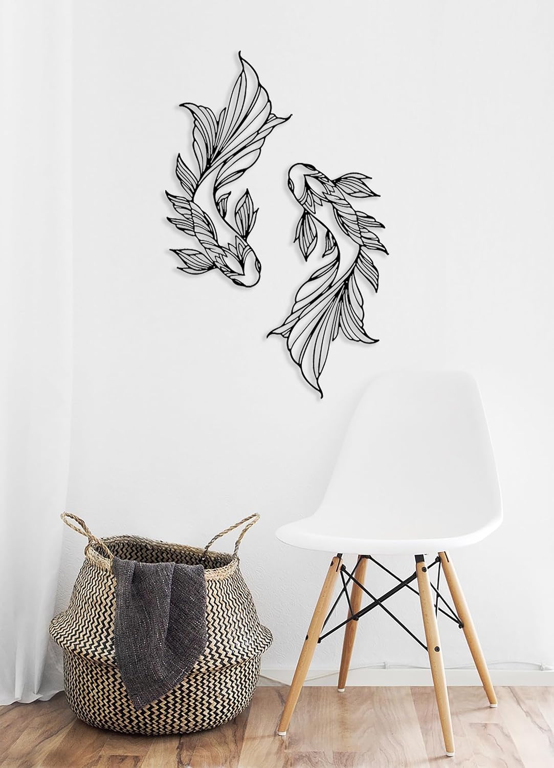 NestlyCo Koi Fish Metal Wall Art Japanese Art Wall Decor Iron Fish Gifts Asian Decorations for Living Room Bathroom Indoor Outdoor, 10.2 ounces