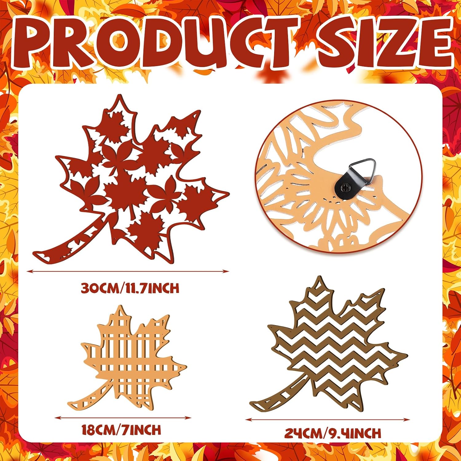 VelloHome 6 Pcs Thanksgiving Wall Decor Maple Leaves Wall Art, 12.32 ounces