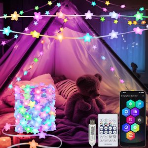 NestlyCo Smart Star Fairy Lights Color Changing String Lights APP Control for Dorm, 0.25 kg, Star-RGB-Built in Chip, 66 Count