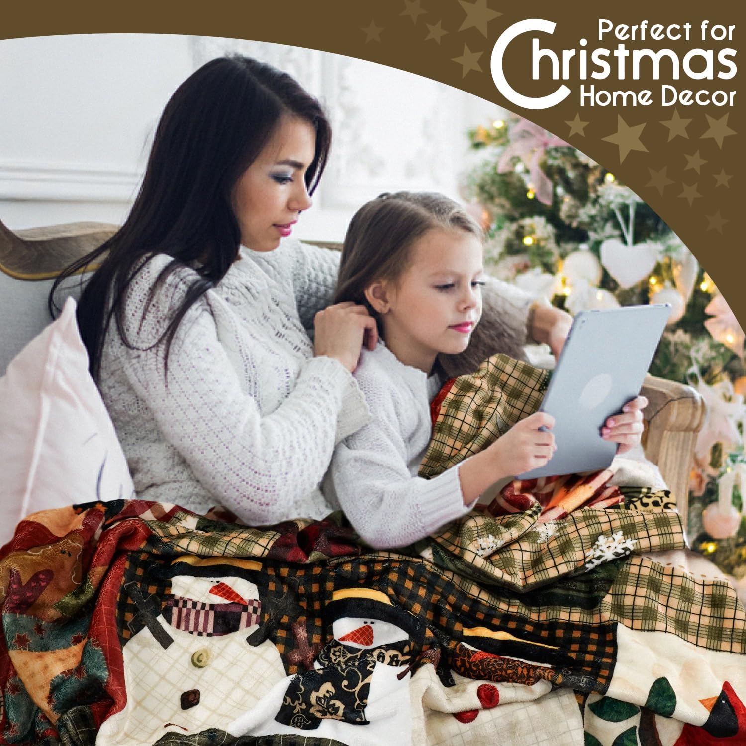 VelloHome Christmas Throw Blanket for Couch 60x50