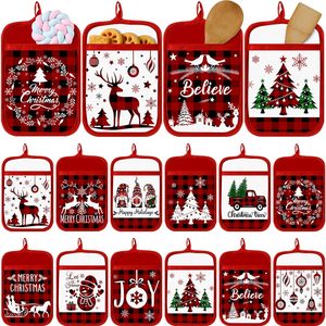 Aldernest 12 Pcs Christmas Pot Holders with Pocket Red Buffalo Plaid Gift