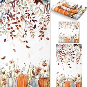 Ashenby 3 Pcs Fall Bathroom Decor Towels Set, Orange, Pumpkin, 1.6 pounds, 60 X 32 Inches, 28 X 16 Inches, 13 X 13 Inches