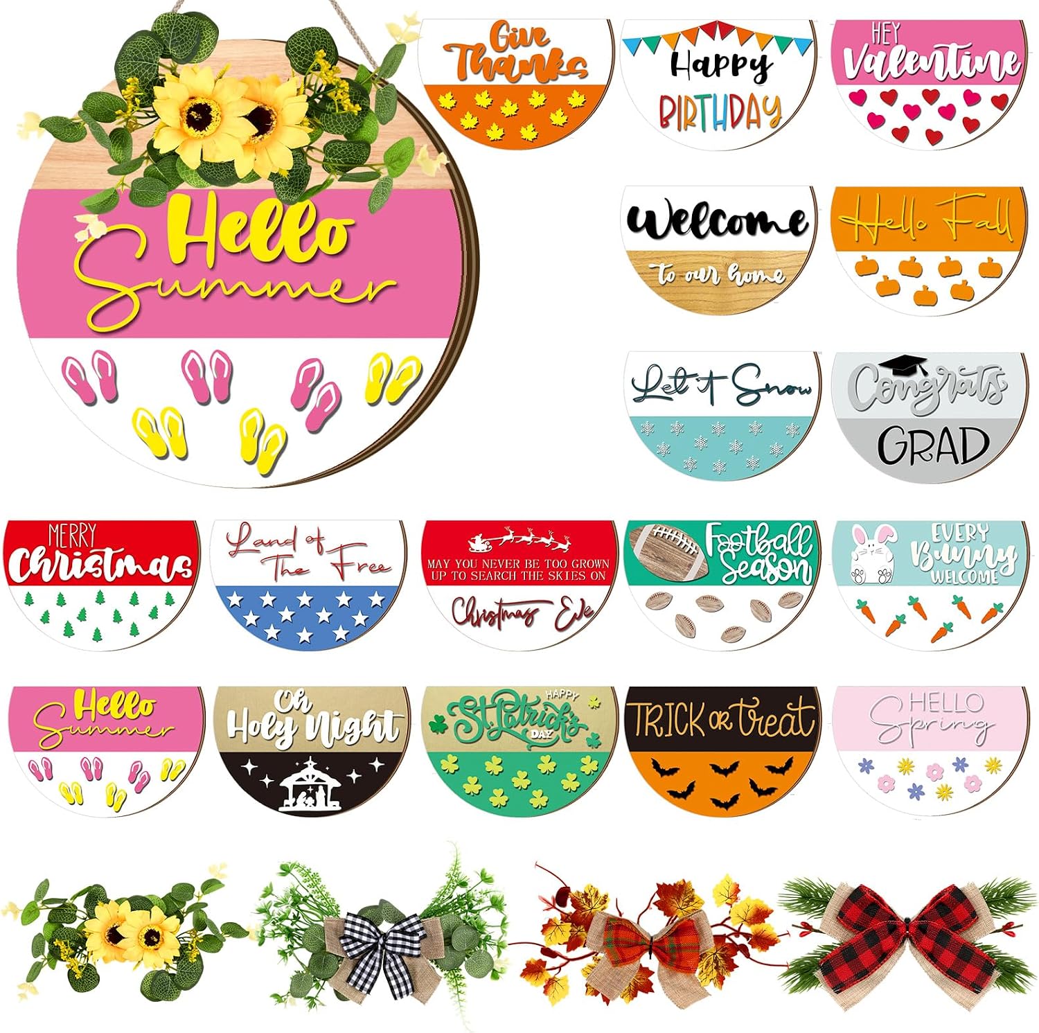 Aldernest 22 Pcs Interchangeable Welcome Seasonal Sign, Black, Cute, 2.7 pounds, 11.81 x 11.81 inches