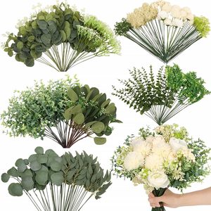 Aldernest 120 Pcs Mixed Artificial Eucalyptus Stems Flowers Bulk, 15 Kinds, 0.72 kg, Green