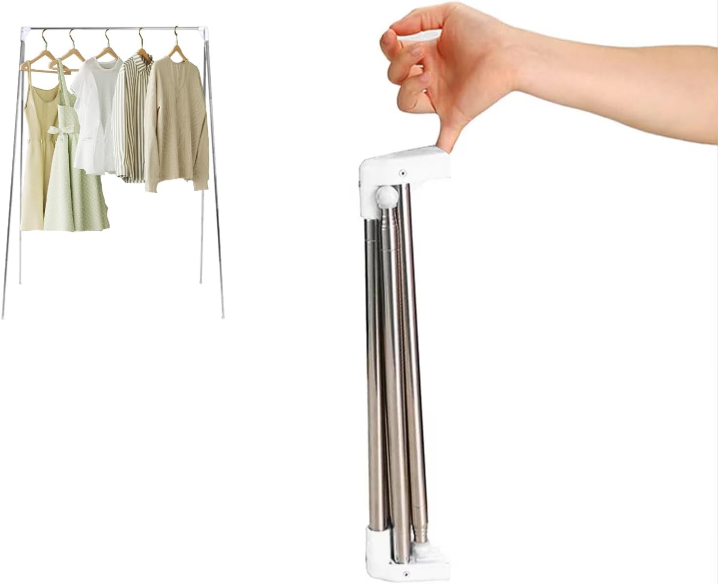 Aldernest Portable Travel Garment Rack, Collapsible Mini Clothing Rack, 1.3 pounds, Matte white