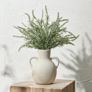 Aldernest Rustic Ceramic Farmhouse Flower Vase with 2 Handles, Terracotta Vase, 0.83 kg, White