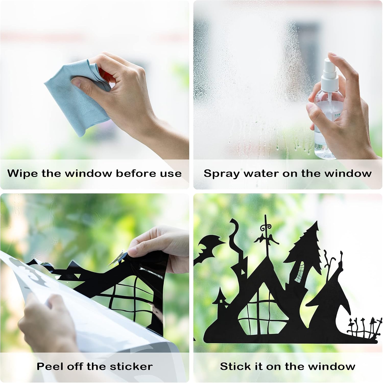 Aldernest 7Pcs Jack and Sally Window Clings Sticker Pumpkin Halloween Jack and Sally Christmas Cartoon Skull Electrostatic Stickers for Christmas