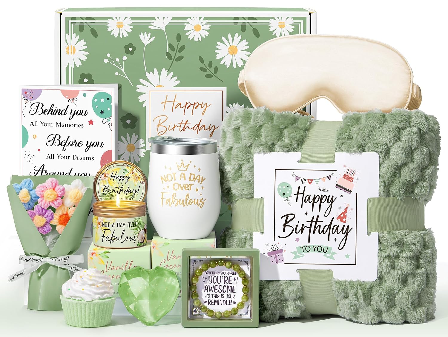 Ashenby Birthday Gifts Basket for Women Mom Sister Her, Happy Birthday Spa Gift Box