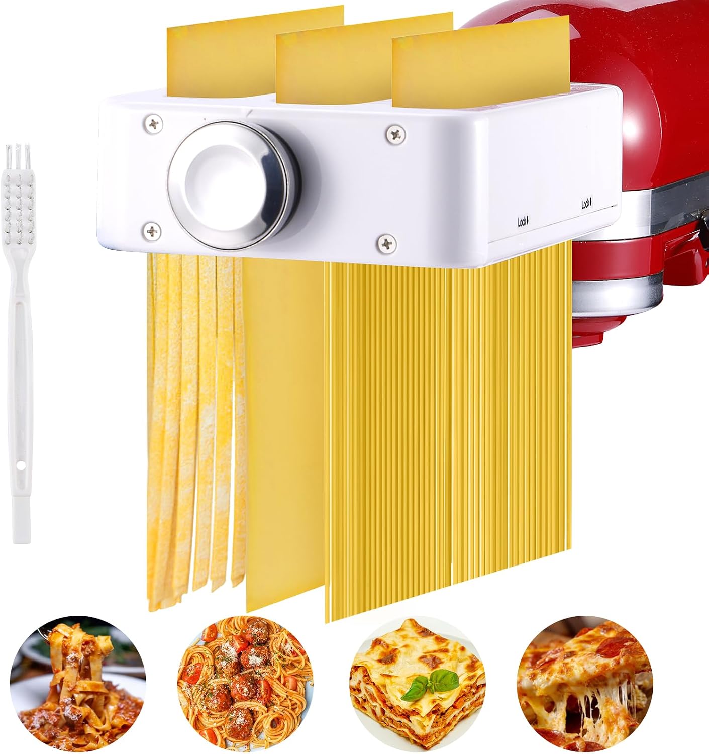 Aldernest Pasta Maker Attachment For KitchenAid Mixer, 3 In 1 Roller & Cutter Set, 3.8 pounds