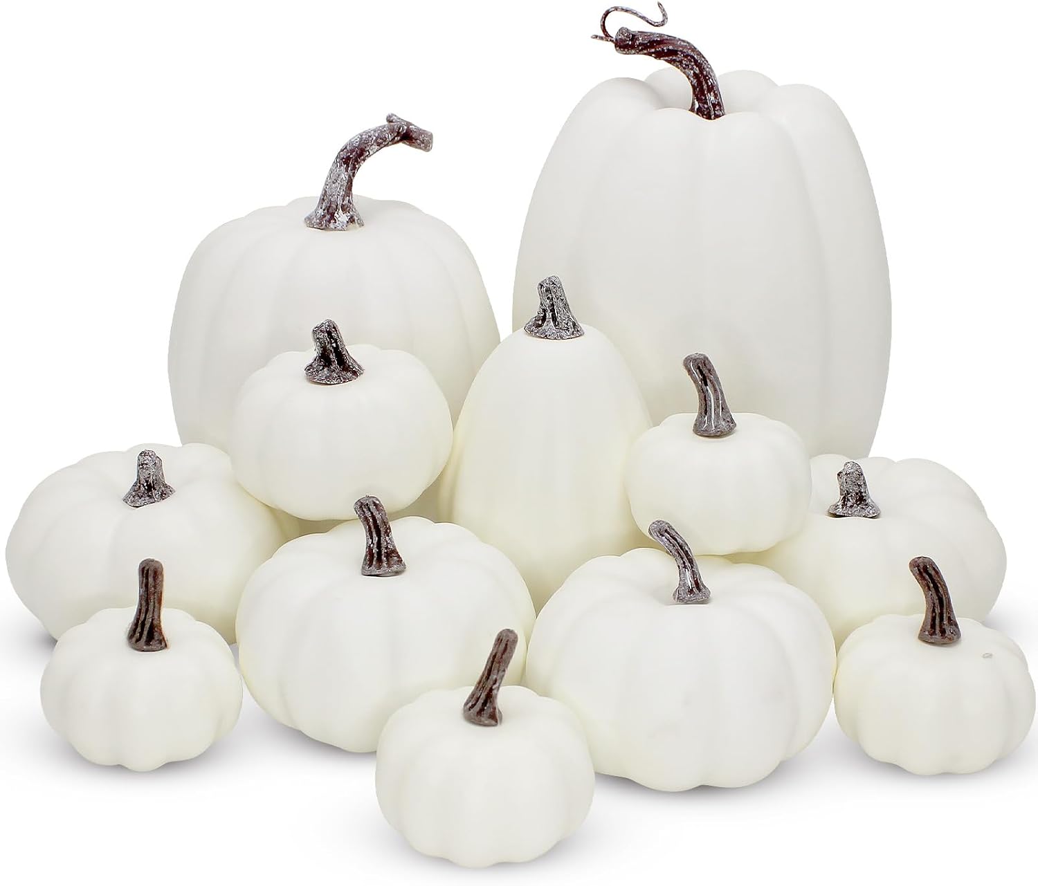 Aldernest 12 PCS Artificial White Pumpkins, 0.47 kg