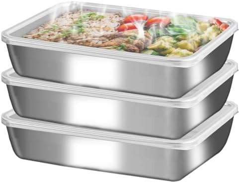 Aldernest Stainless steelFood Storage Containers setsstorage box with lidfreezer FrozenKitchen tray with lidOven plateSide dish plate Freezer &