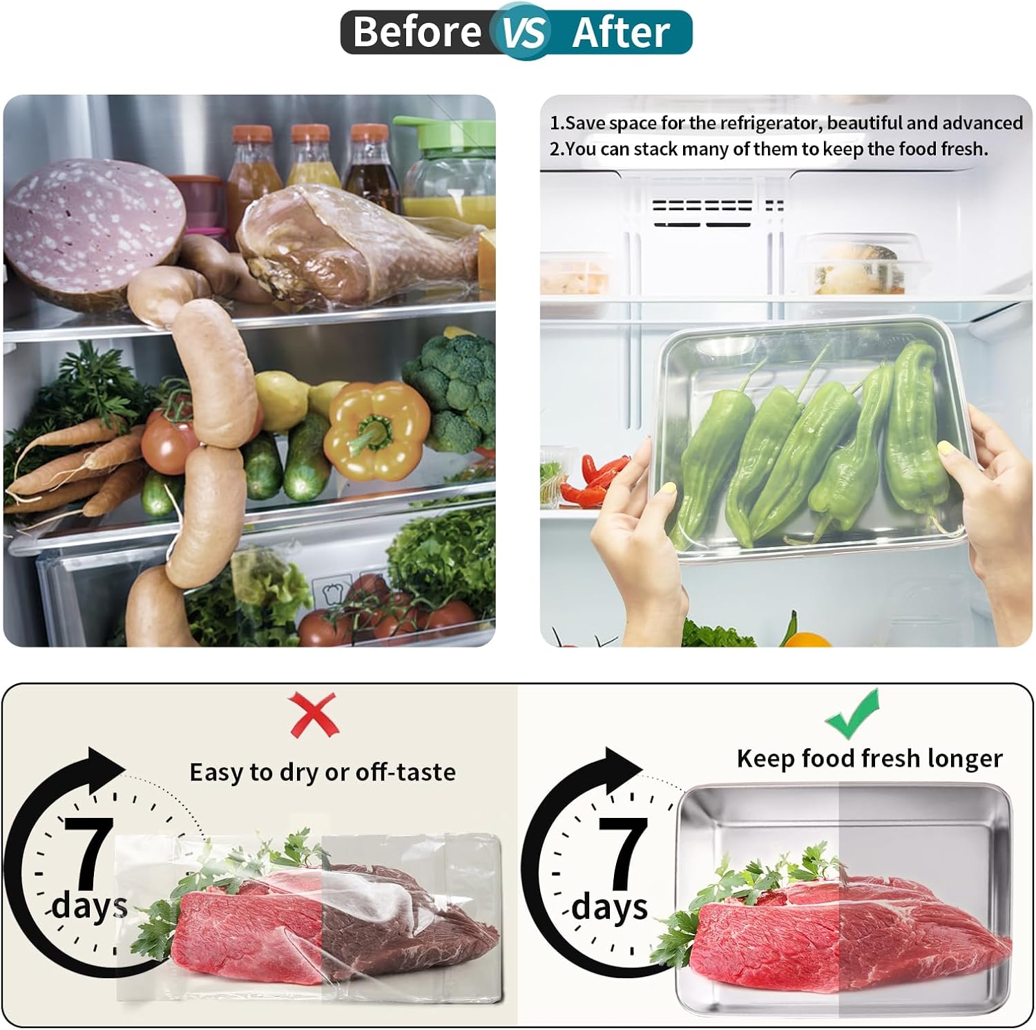 Aldernest Stainless steelFood Storage Containers setsstorage box with lidfreezer FrozenKitchen tray with lidOven plateSide dish plate Freezer &