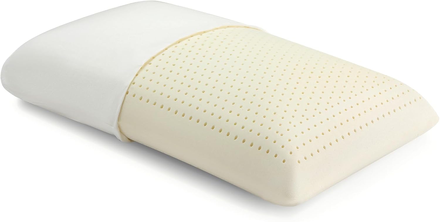 Aldernest 100% Natural Talalay Latex Pillow for Sleeping with Removable Cotton Cover, 3 pounds, Queen (Mid Loft), White