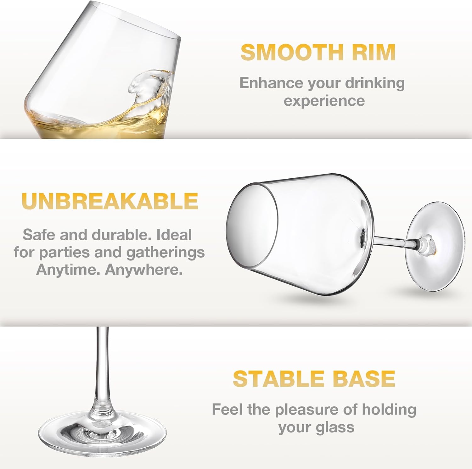 Barleyfield Unbreakable Wine Glasses Set of 6, 16 oz Plastic Wine Glasses with Stem, 0.65 kg, Clear