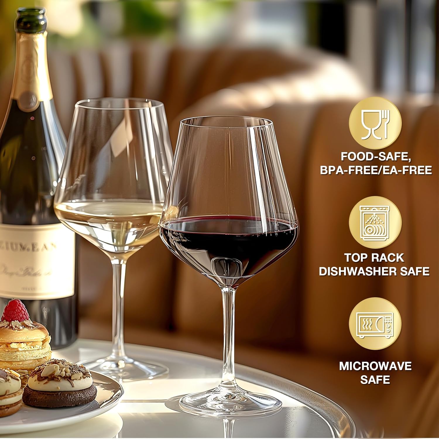 Barleyfield Unbreakable Wine Glasses Set of 6, 16 oz Plastic Wine Glasses with Stem, 0.65 kg, Clear