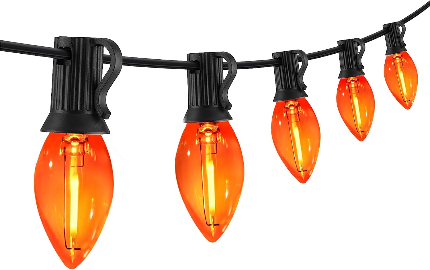Lintonhome 25FT C7 Orange LED Halloween String Lights, Waterproof Outdoor
