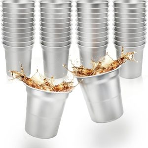 VelloHome 40 Pack 16oz Aluminum Cups, Reusable Disposable Metal Cups, Silver