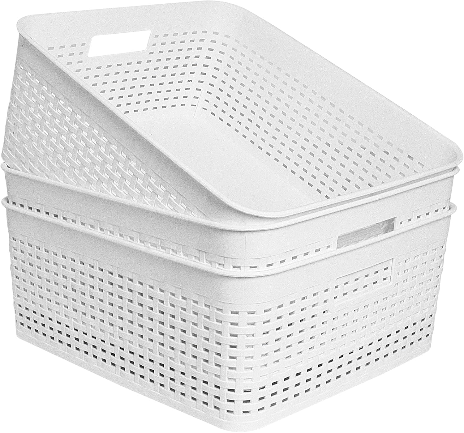 Aldernest Plastic Storage Baskets for Cabinets, 1.01 kg, White