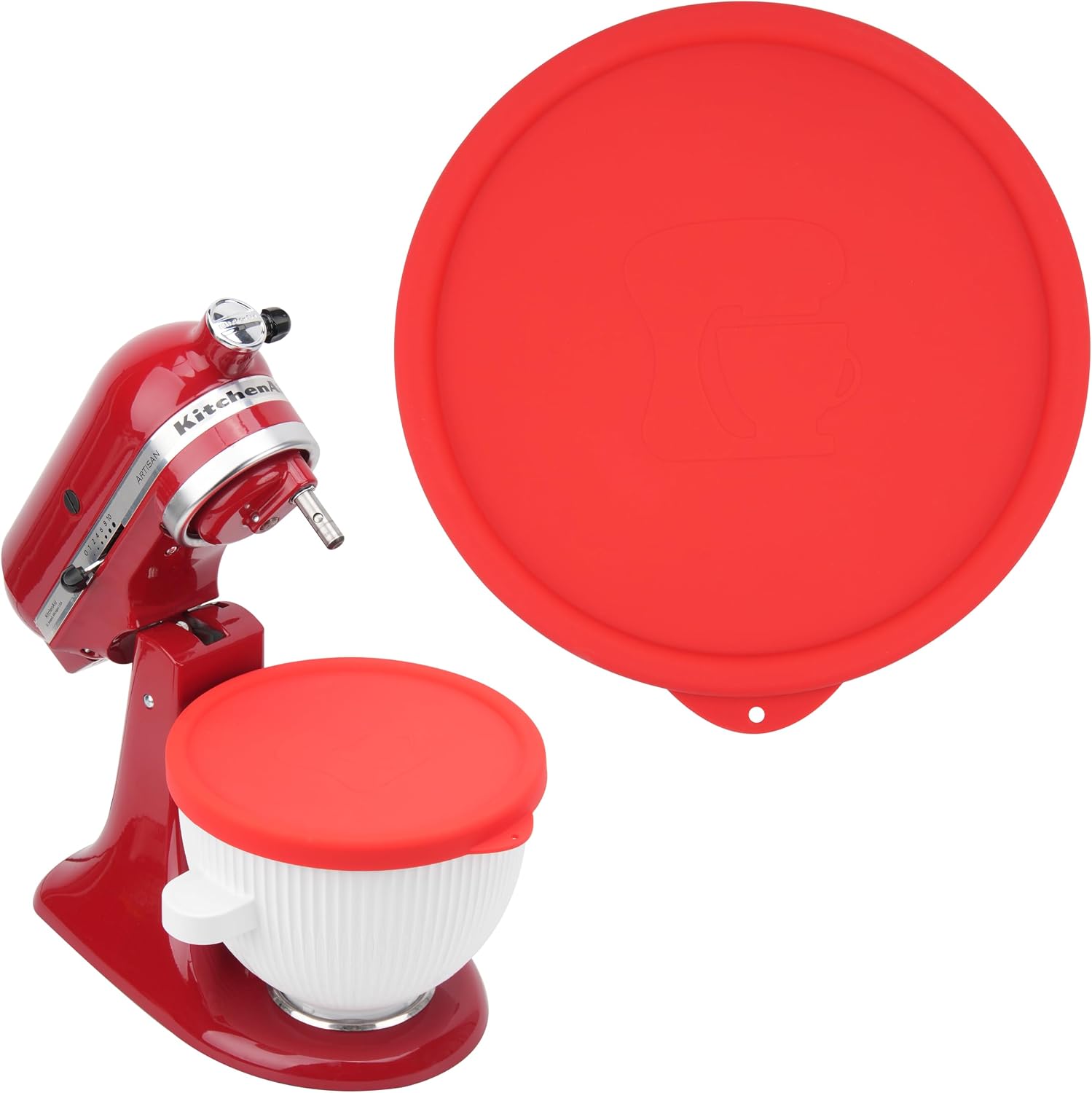Aldernest Silicone Lid for KitchenAid 2-QT Ice Cream Mixer Bowl, 0.26 kg, red