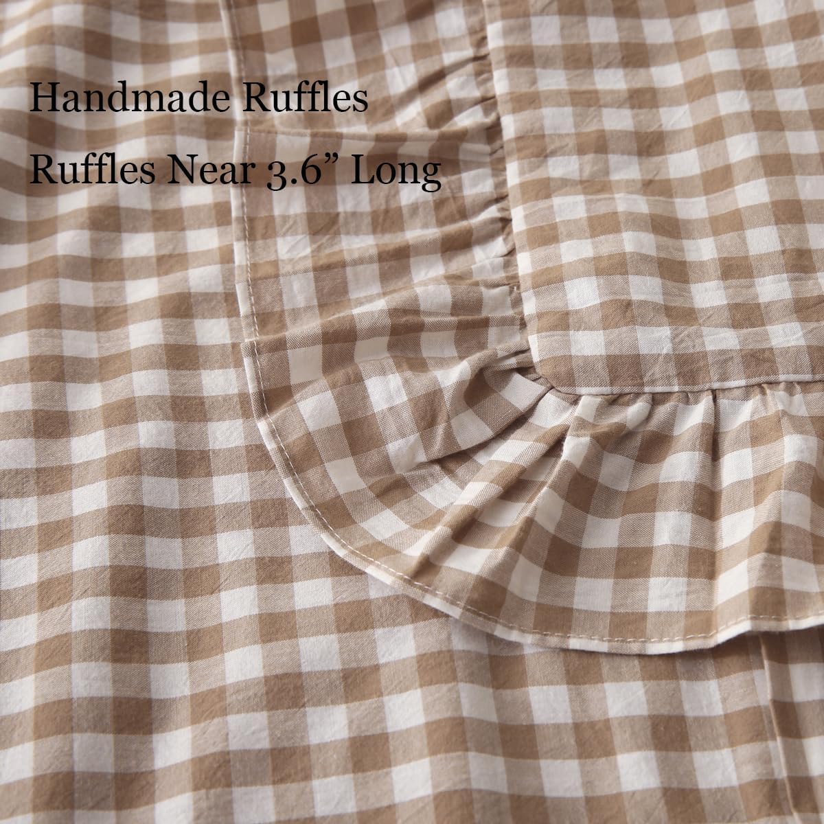 Ashenby 2 Pack Taupe/White Plaid Ruffle Throw Pillow Covers 20"x20", Taupe Plaid, 18.99 Count
