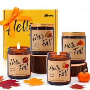 Aldernest Fall Candles, Fall Decorations for Home - Fall Gifts for Women, 3.6 pounds, 7oz, Autumn Colors, 4 Count