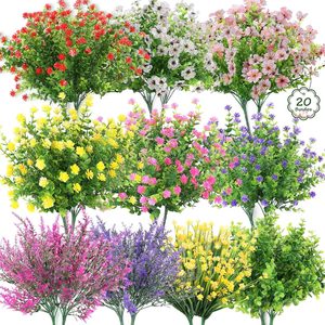 Aldernest 20 Bundles Realistic Artificial Flowers Bulk for Outdoors, UV Resistant, 0.81 kg