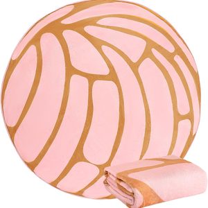 Ashenby Pink Conchas Pan Dulce Mexican Blanket, Round Flannel Throw, 0.51 kg, Full