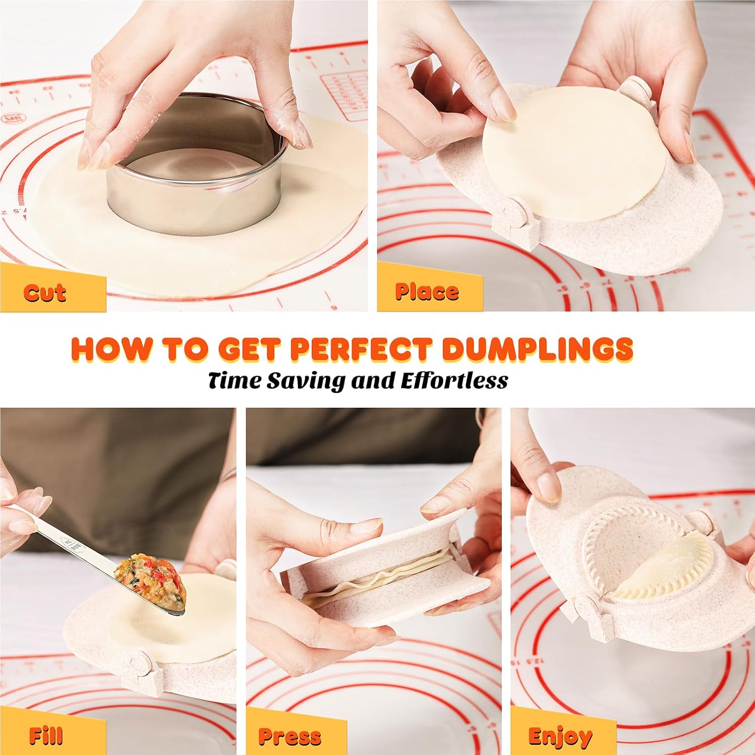 Aldernest 7 Piece Dumpling Maker Kit, Beige, 13.28 ounces