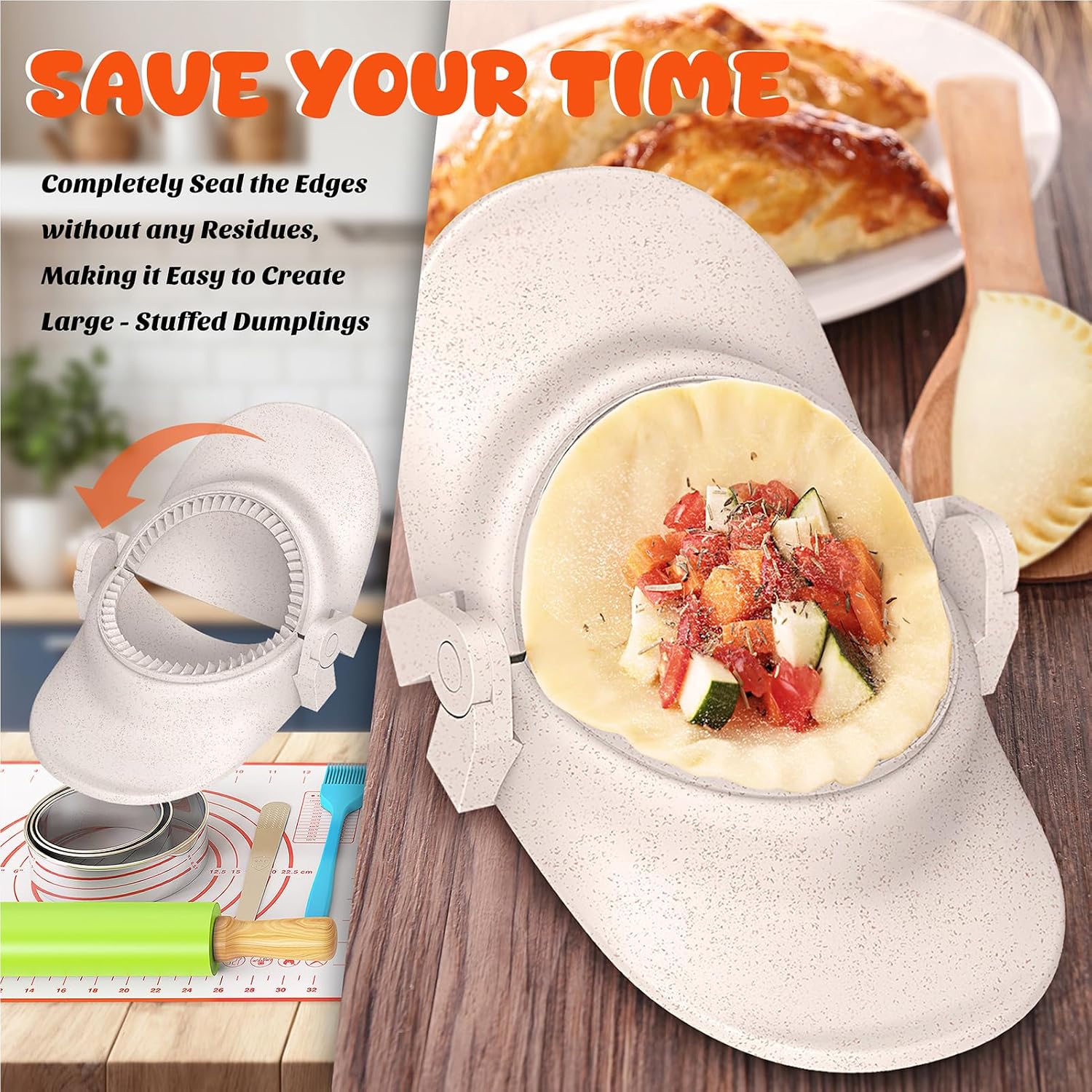 Aldernest 7 Piece Dumpling Maker Kit, Beige, 13.28 ounces