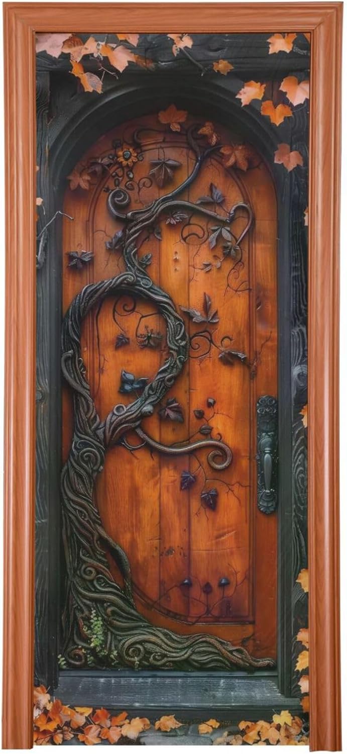 Aldernest Halloween Decoration - Stretch Fabric Backdrop Door Porch Covers for Home Party Holidays, 35x79