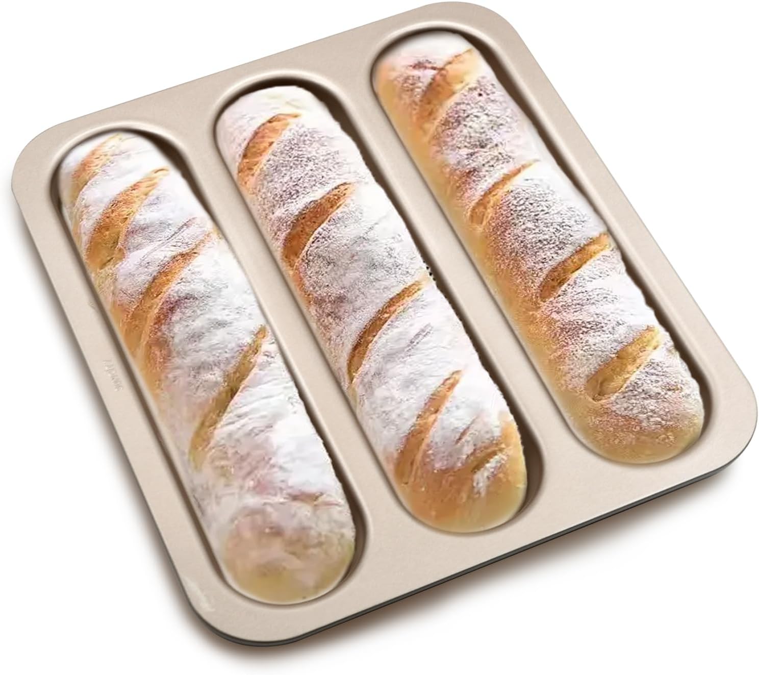 Aldernest French Baguette Bread Baking Pan, 3-Cavity Non-stick Loaf Pan, M, Baguette mold