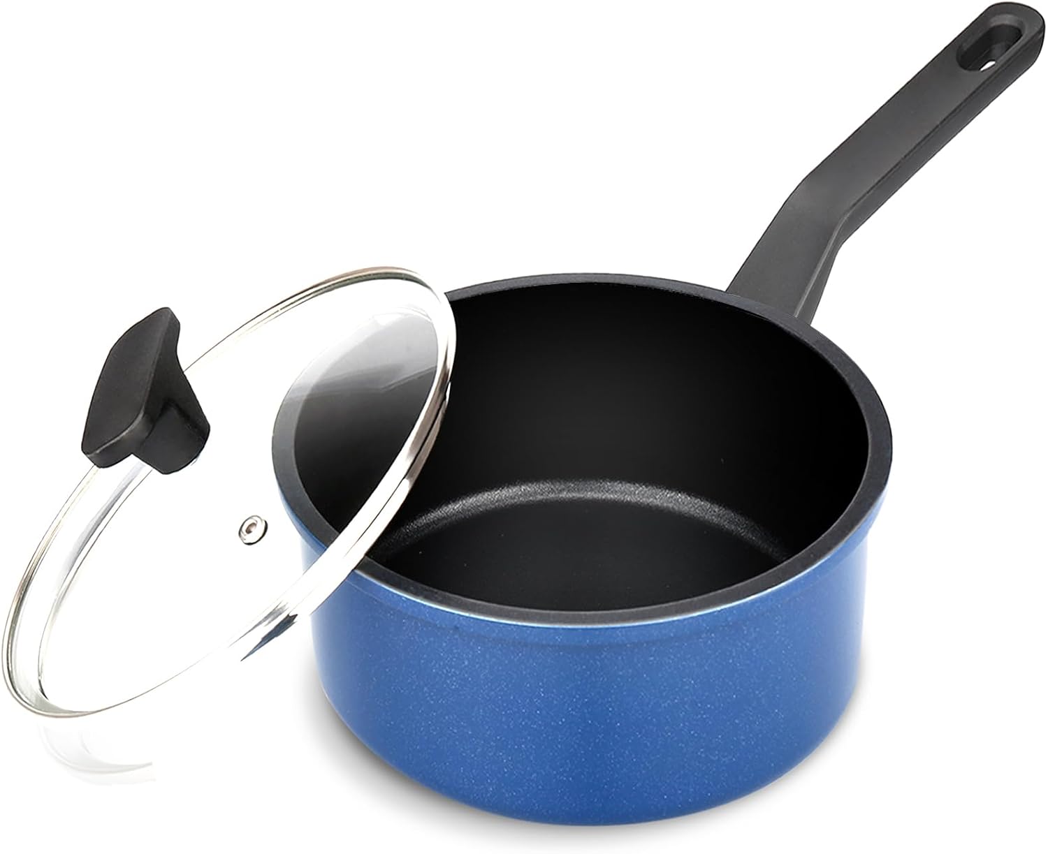 Barleyfield Nonstick Sauce Pan with Lid, 1.5QT small pot, PFOA Free, Blue