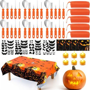 Ashenby 6 Set Complete Halloween Pumpkin Carving Kits Tools Set Bulk, approx. 54 x 108 inches, Orange