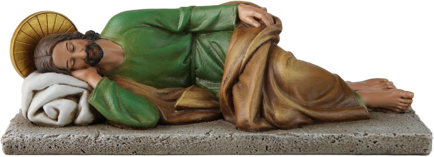 NestlyCo Sleeping St Joseph Statue, San Jose Dormido Handcrafted, Full Color